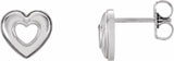 14K White Heart Earrings