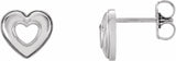 14K White Gold Heart Earrings