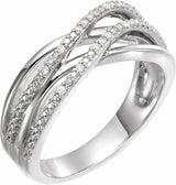 14K White Gold .06 CTW Natural Diamond Criss-Cross Ring