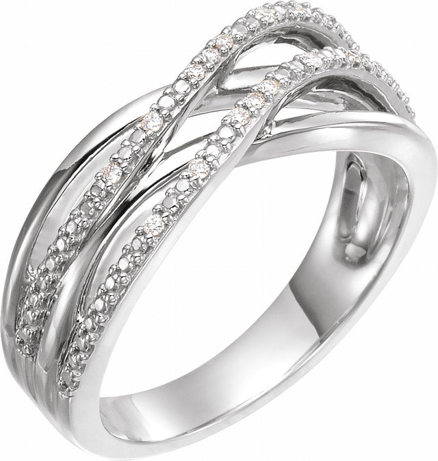 14K White Gold .06 CTW Natural Diamond Criss-Cross Ring