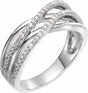 14K White Gold .06 CTW Natural Diamond Criss-Cross Ring