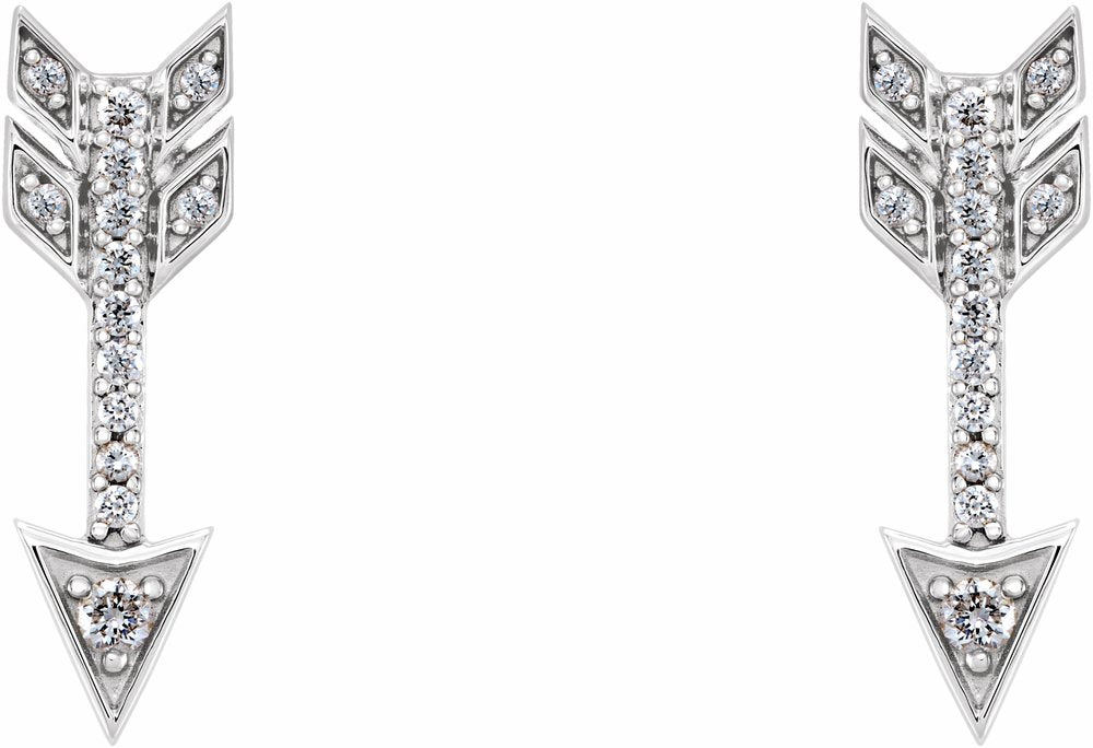 14K White 1/6 CTW Natural Diamond Arrow Earrings