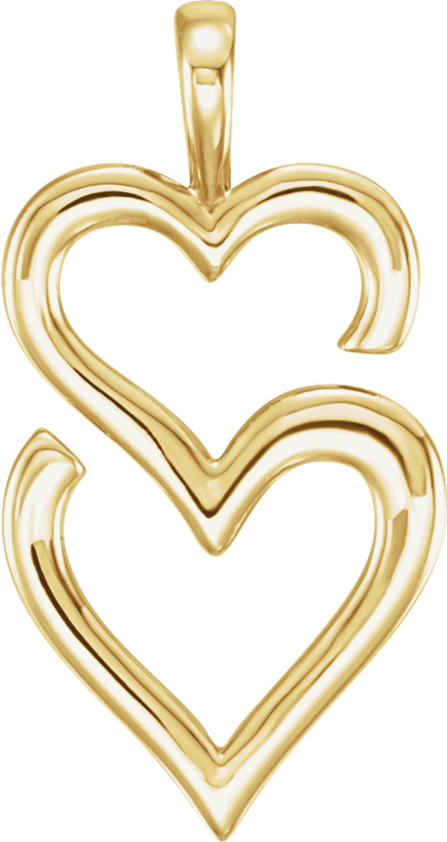 14K Yellow Double Heart Pendant 