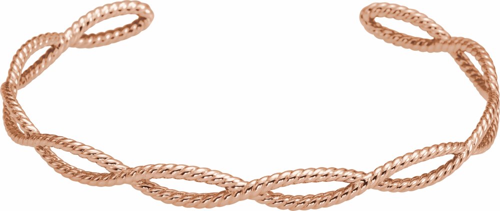 14K Rose Rope Cuff 7" Bracelet