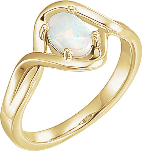 14K Yellow Natural Opal Cabochon Ring