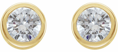 14K Yellow 3/4 CTW Natural Diamond Bezel-Set Earring