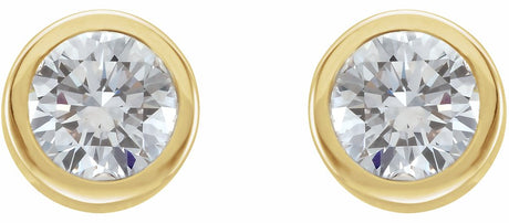 14K Yellow 3/4 CTW Natural Diamond Bezel-Set Earring