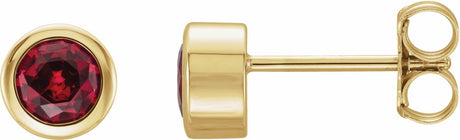 14K Yellow Gold Lab-Grown Ruby Bezel-Set Earrings