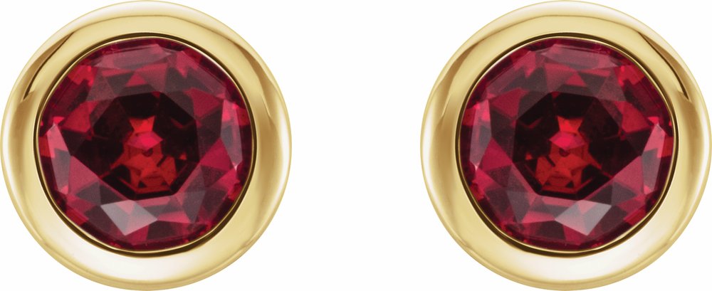 14K Yellow Lab-Grown Ruby Bezel-Set Earrings