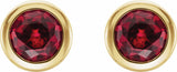 14K Yellow Lab-Grown Ruby Bezel-Set Earrings