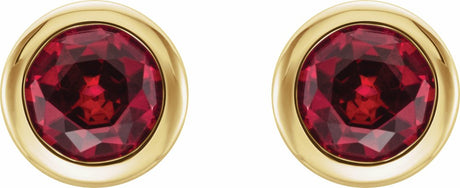 14K Yellow Gold Lab-Grown Ruby Bezel-Set Earrings