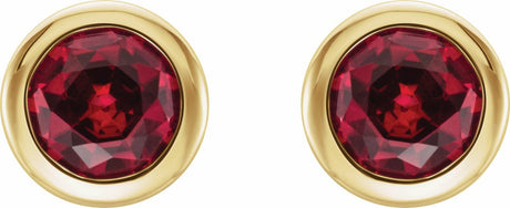 14K Yellow Lab-Grown Ruby Bezel-Set Earrings