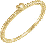 14K Yellow Heart Rope Ring