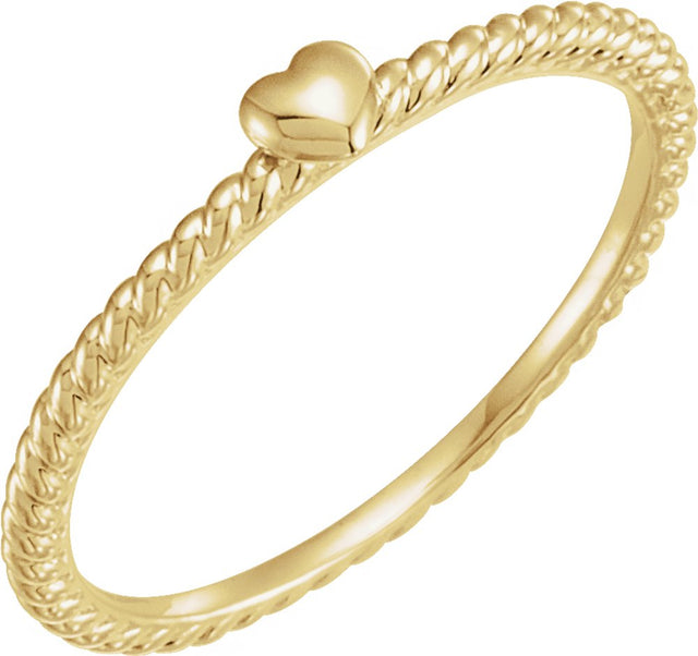 14K Yellow Heart Rope Ring