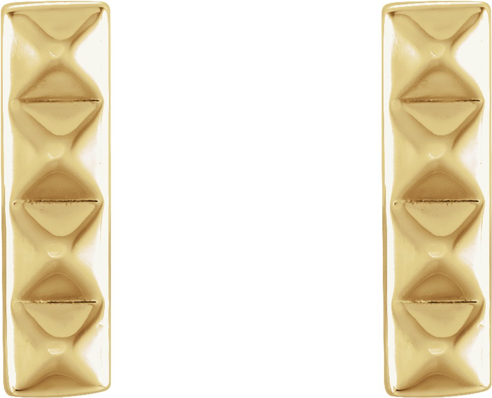 14K Yellow Pyramid Bar Earrings