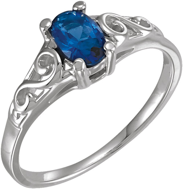 Sterling Silver September Youth Imitation Birthstone Ring 