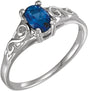 Sterling Silver September Youth Imitation Birthstone Ring 