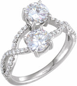 14K White 6 mm Forever One™ Lab-Grown Moissanite & 1/5 CTW Natural Diamond Ring 