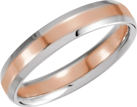 14K White/Rose 4 mm Beveled-Edge Comfort-Fit Flat Band Size 6