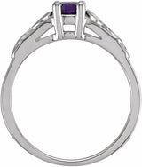 Sterling Silver February Youth Imitation Birthstone Ring