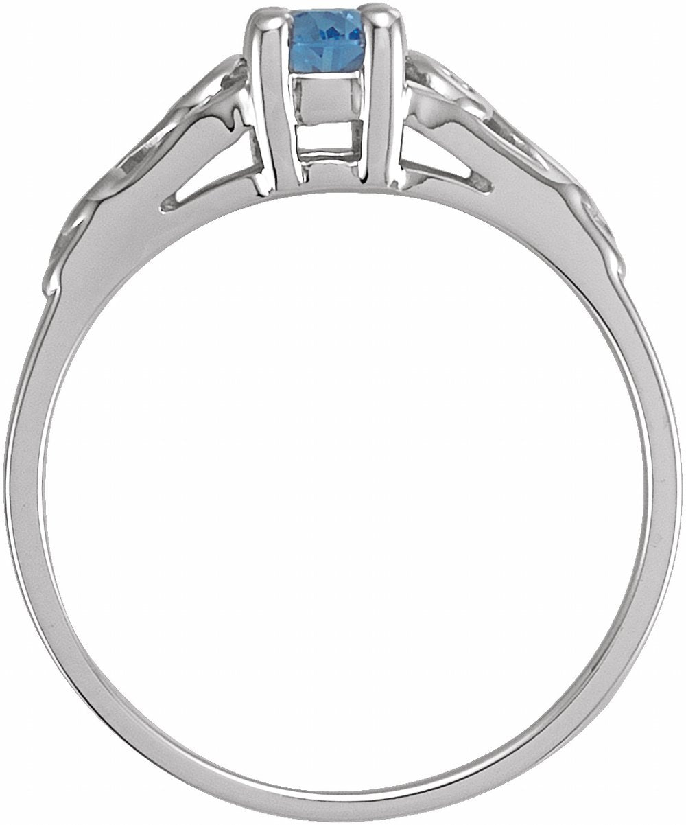 Sterling Silver March Youth Imitation Birthstone Ring