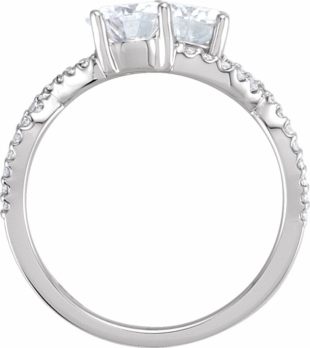 14K White 6 mm Forever One™ Lab-Grown Moissanite & 1/5 CTW Natural Diamond Ring