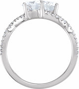 14K White 6 mm Forever One™ Lab-Grown Moissanite & 1/5 CTW Natural Diamond Ring