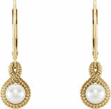 14K Yellow Gold Beaded Cultured Freshwater Pearl Earrings