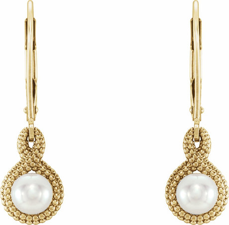 14K Yellow Gold Beaded Cultured Freshwater Pearl Earrings
