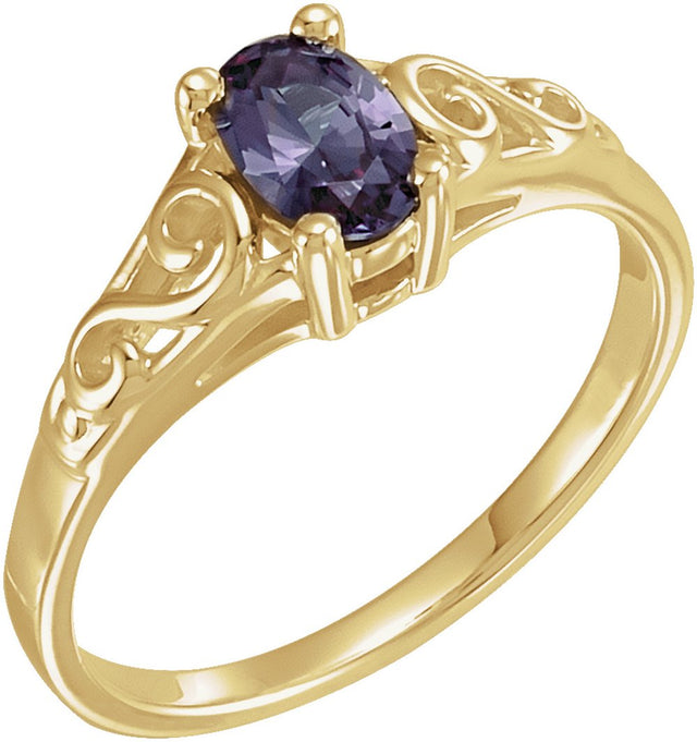 14K Yellow June Youth Imitation Birthstone Ring