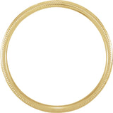 14K Yellow Gold 3 mm Milgrain Edge Sculptural Comfort-Fit Half Round Band