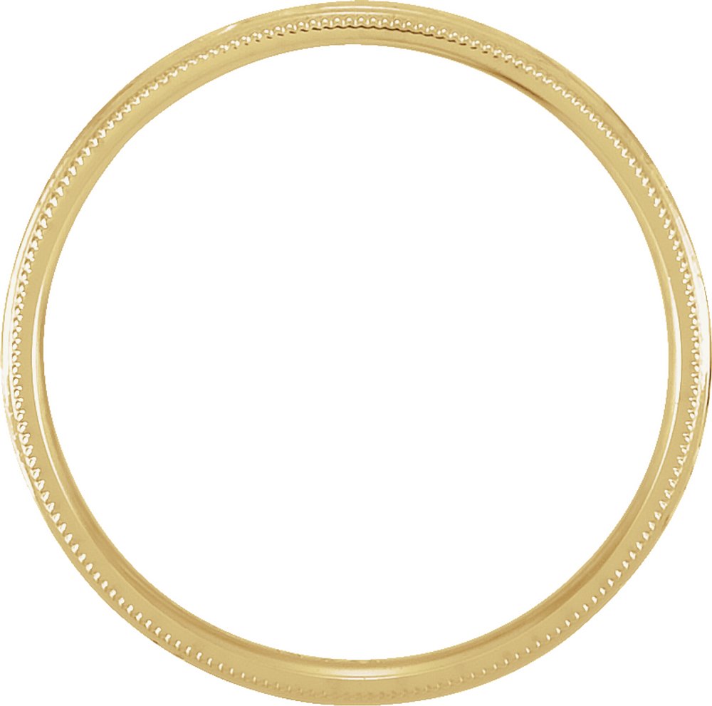 14K Yellow Gold 3 mm Hand-Engraved Milgrain Sculptural Comfort-Fit Half-Round Band Size 5