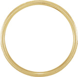 14K Yellow Gold 3 mm Hand-Engraved Milgrain Sculptural Comfort-Fit Half-Round Band Size 5
