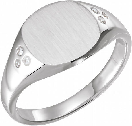 Sterling Silver .05 CTW Natural Diamond Square Signet Ring