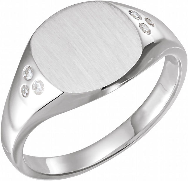 Sterling Silver .05 CTW Natural Diamond Square Signet Ring