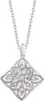 Sterling Silver  1/10 CTW Natural Diamond Granulated Filigree 16-18" Necklace