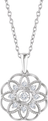 14K White 1/5 CTW Natural Diamond Granulated Filigree 16-18" Necklace