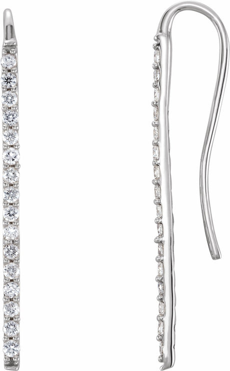 14K White Gold 1/3 CTW Natural Diamond Bar Earrings