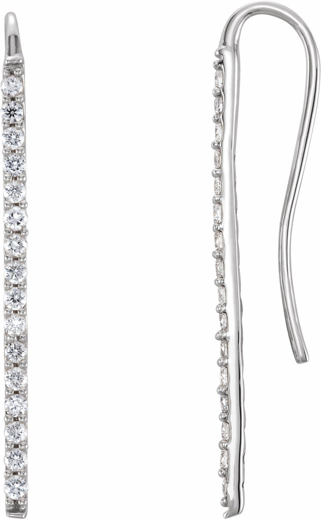 14K White Gold 1/3 CTW Natural Diamond Bar Earrings