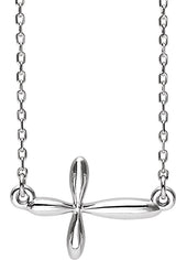 Sterling Silver Sideways Cross 16-18" Necklace