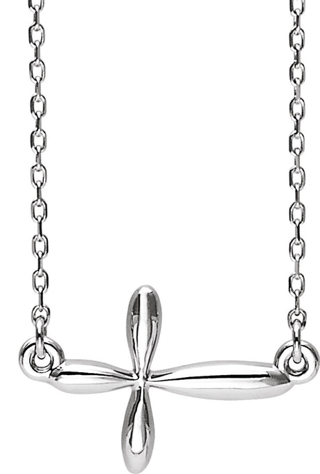 Sterling Silver Sideways Cross 16-18" Necklace