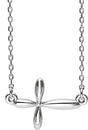 Sterling Silver Sideways Cross 16-18" Necklace