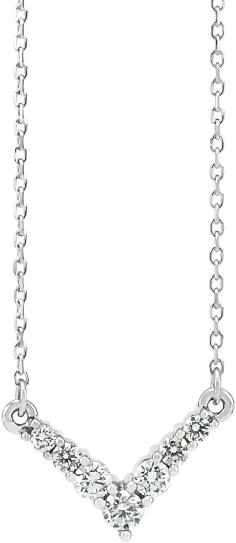 14K White 1/3 CTW Natural Diamond V 16-18" Necklace