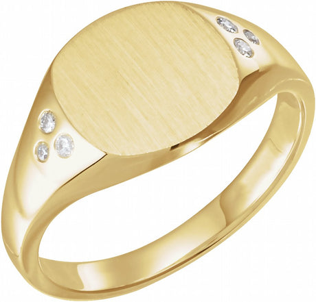 14K Yellow .05 CTW Natural Diamond Square Signet Ring