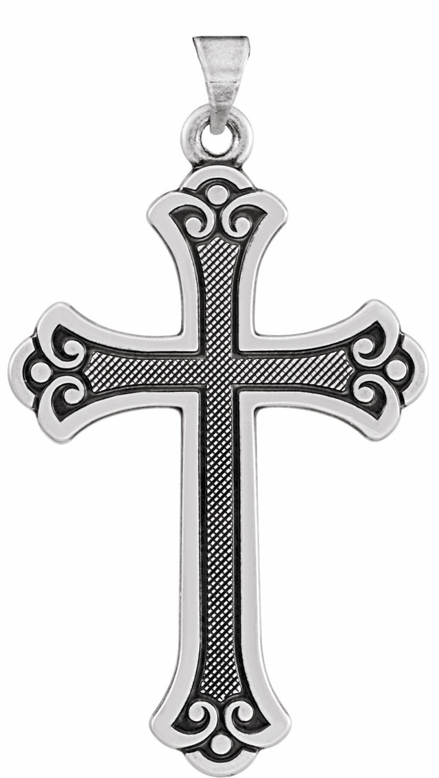 14K White Cross Pendant