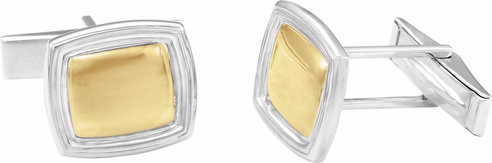 Sterling Silver & 14K Yellow 14x16 mm Square Cuff Links