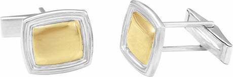 Sterling Silver & 14K Yellow 14x16 mm Square Cuff Links