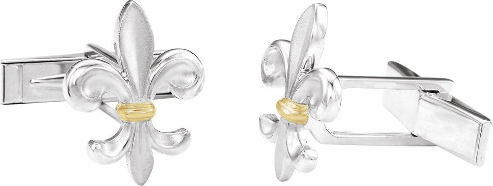 Sterling Silver Fleur-de-lis Cuff Links-Pair