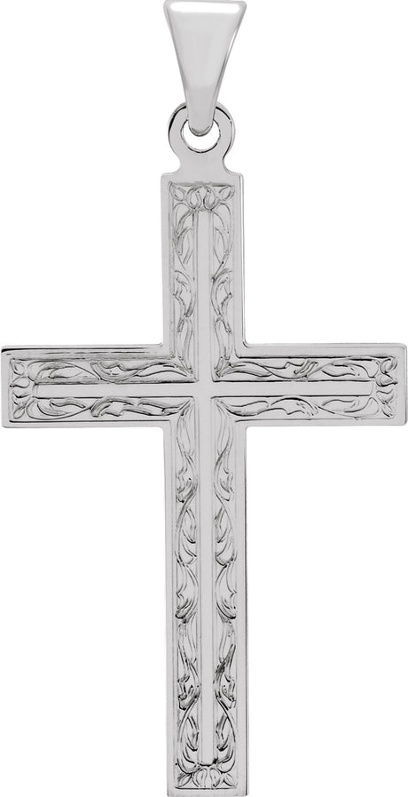 14K White 30.5x18 mm Cross Pendant 