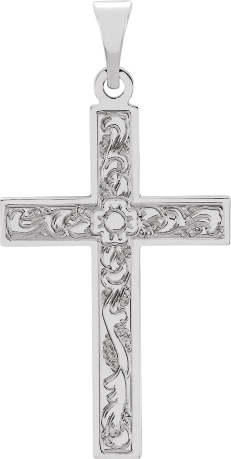 14K White 22x14 mm Cross Pendant